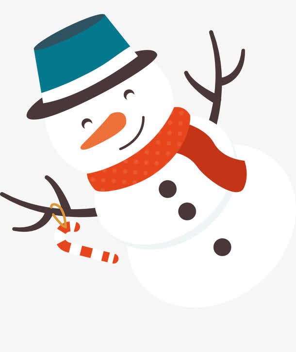 手绘卡通微笑雪人装饰免抠