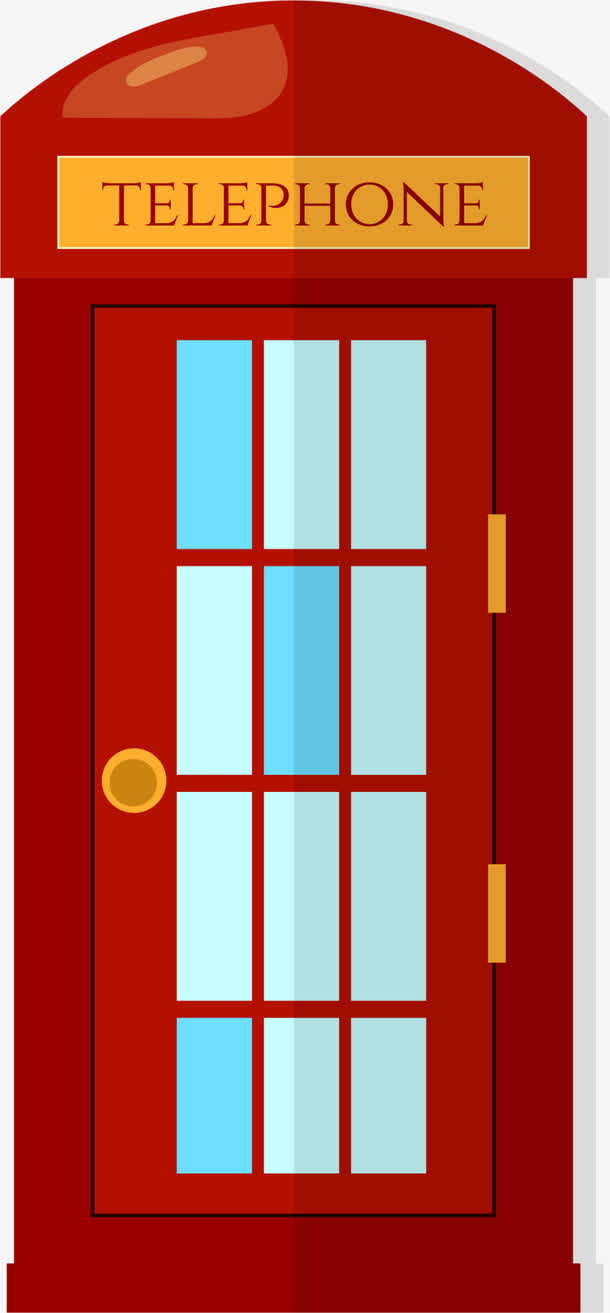 小清新红色电话亭免抠
