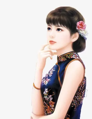 头花民国美女免抠