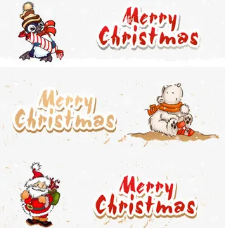 卡通圣诞节横幅旗帜矢量素材免抠