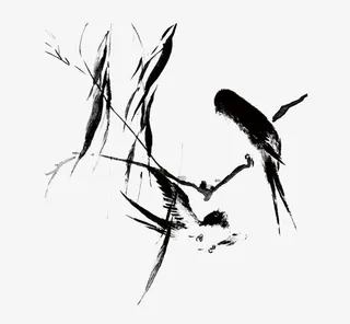 水墨画柳条免抠