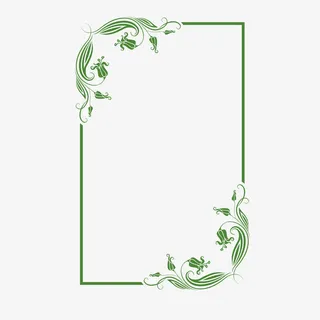 矢量绿色对角花边欧式竖边框免抠