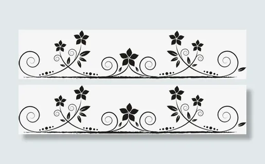 黑色花纹分割线装饰免抠