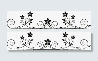 黑色花纹分割线装饰免抠