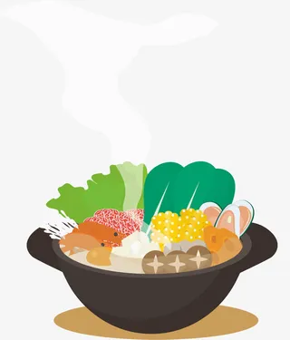 彩色美味火锅料理免抠