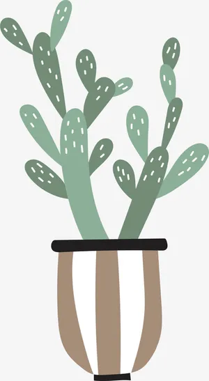 卡通清新仙人掌盆栽免抠