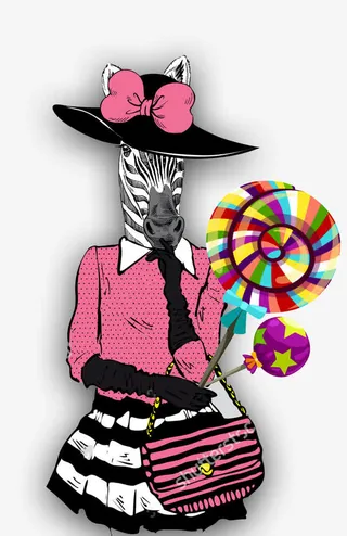 可爱斑马棒棒糖卡通素材免抠