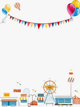 4月1愚人节缤纷节日游乐场免抠