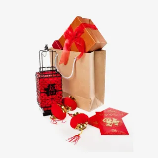 灰色牛皮纸袋年货元素免抠