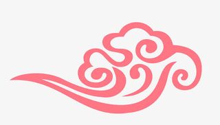 红色中国风祥云装饰图案免抠