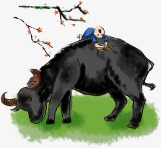 桃花侠骑牛图免抠