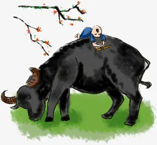 桃花侠骑牛图免抠