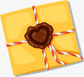 黄色爱心礼物免抠