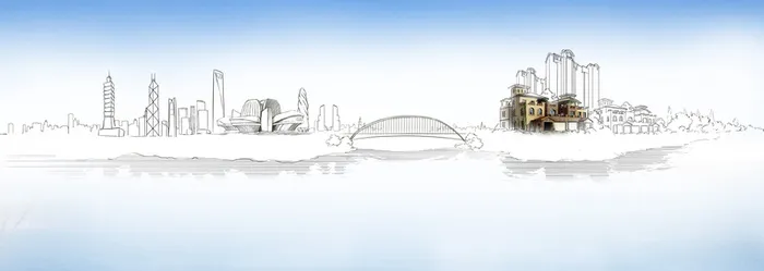 手绘城市建筑地产banner高清