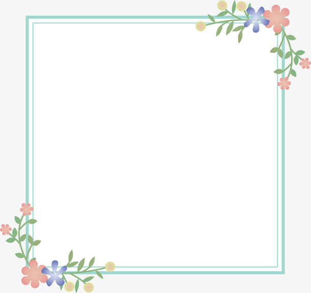 绿色春季花朵框架免抠