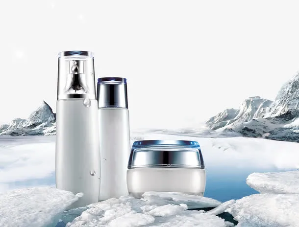 化妆品冰山雪地海报免抠