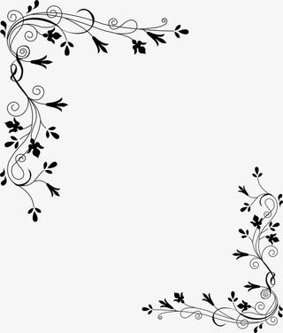 黑色藤蔓素雅艺术风格对角花纹免抠