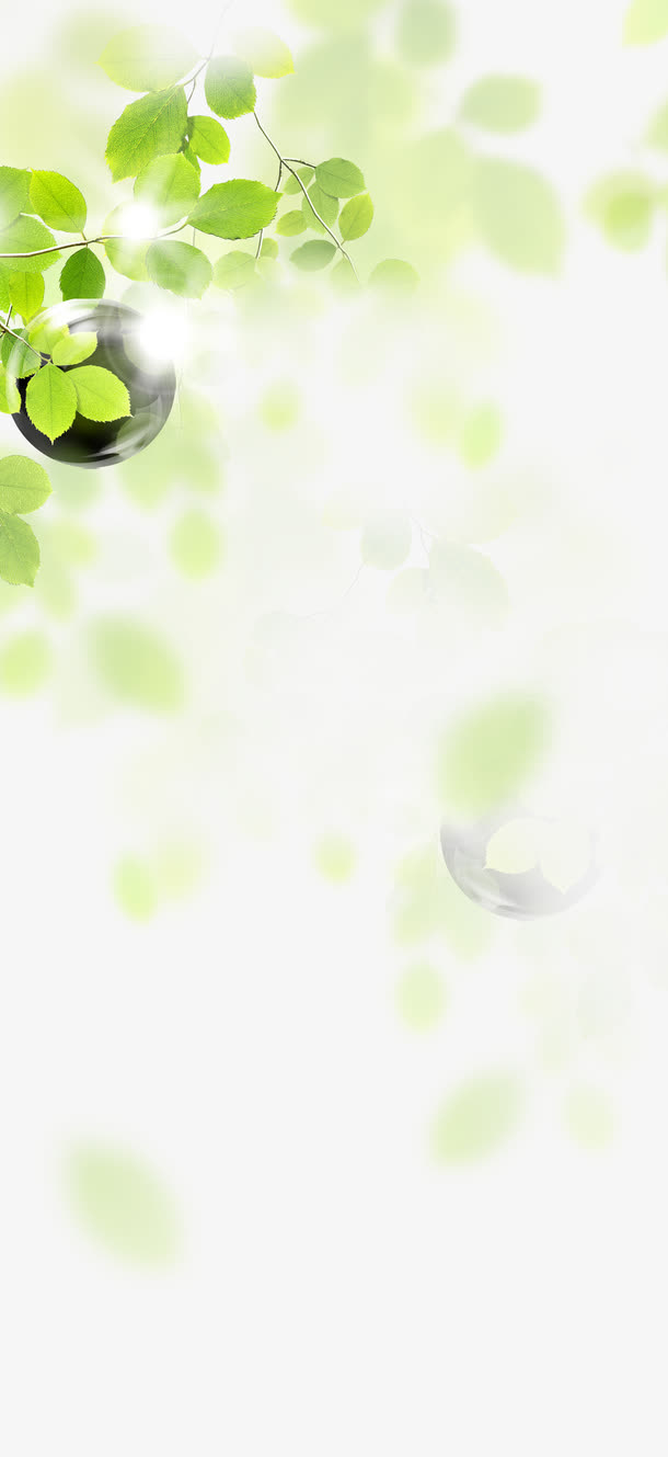 绿色朦胧树叶背景免抠装饰植物元素