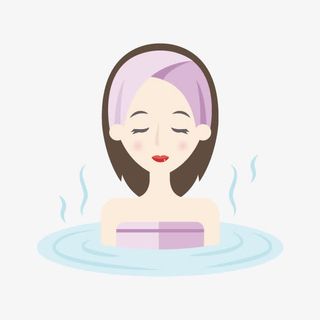 矢量手绘泡温泉的人物素材免抠