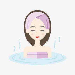 矢量手绘泡温泉的人物素材免抠