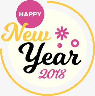 新年英文标签免抠