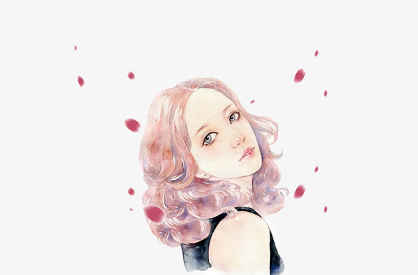 38女神节手绘回眸女神免抠