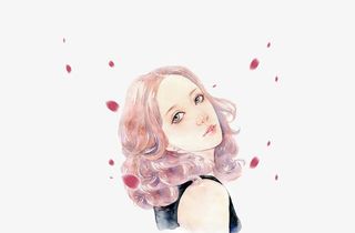 38女神节手绘回眸女神免抠