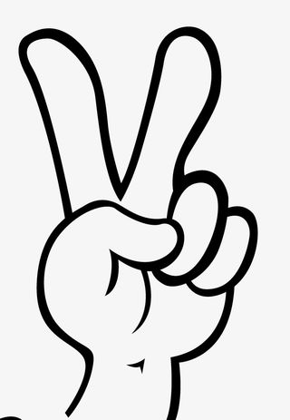卡通简约手势简笔画黑白插画小清免抠