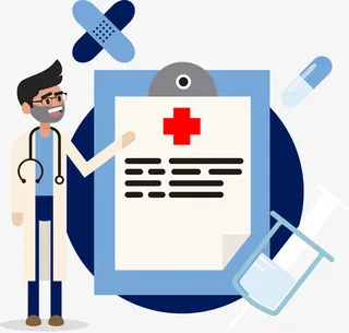 卡通病情分析医护人员免抠