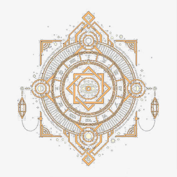 塔罗牌占卜六芒星异教风手绘装饰免抠