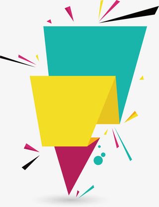 彩色几何折叠箭头免抠