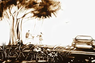 亲子游沙画免抠