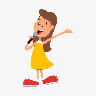 唱歌的女孩插画免抠