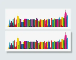 炫彩城市建筑剪影免抠