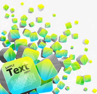 绿蓝正方体免抠