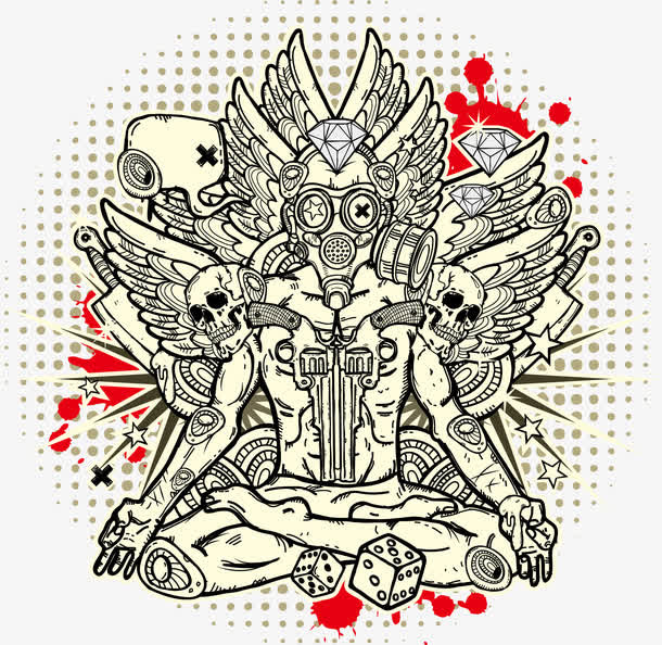 手绘抽象神秘色彩人物免抠