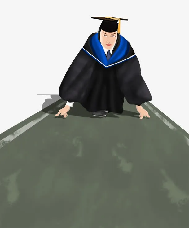 手绘毕业季奔跑准备的毕业生插图免抠