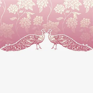 两只粉色孔雀免抠