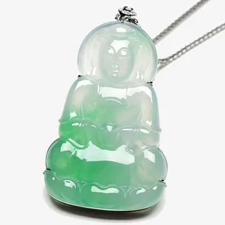 冰种飘阳绿翡翠玉观音免抠