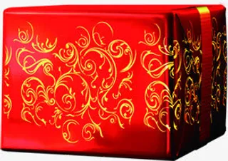 红色卡通花纹礼盒免抠