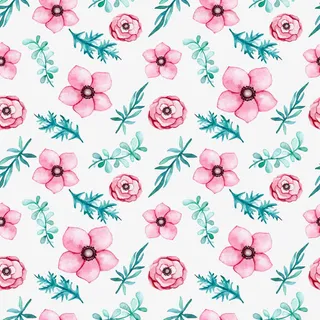 装饰小清新鲜花树叶插画底纹素材免抠