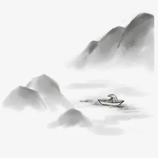 古风山水泛舟元素图免抠