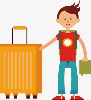 带着行李箱出游的人免抠