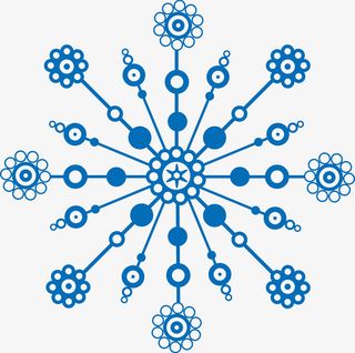 蓝色矢量精致雪花素材图免抠