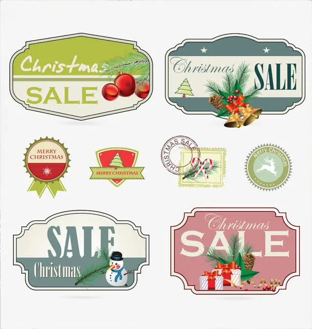 圣诞元素的标签免抠