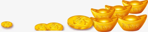 立体金色高贵金元宝金币免抠