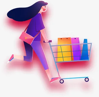 女孩购物车狂欢节免抠