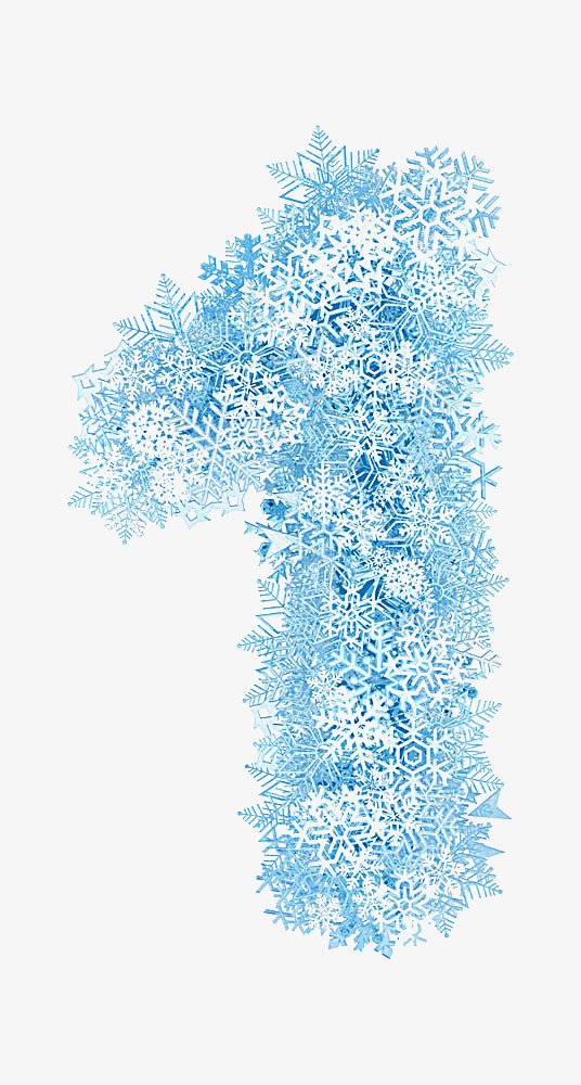 创意蓝色雪花数字1免抠