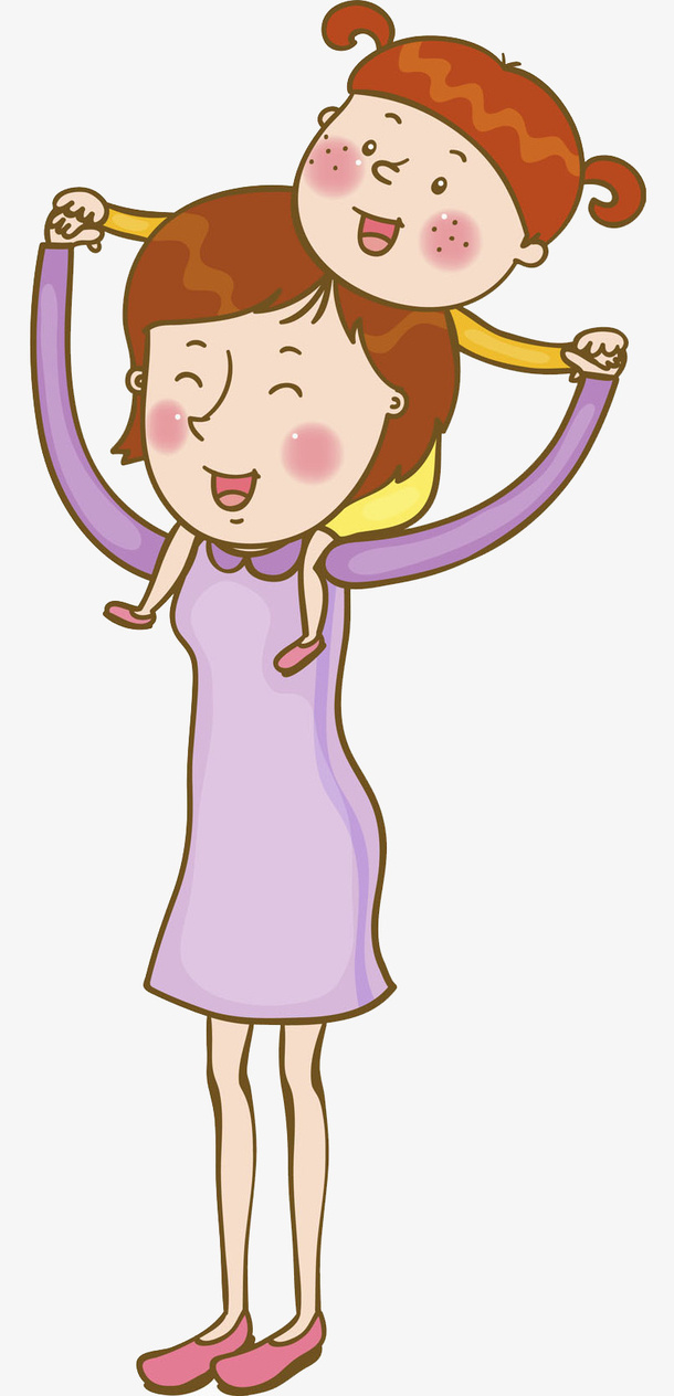 手绘母女免抠