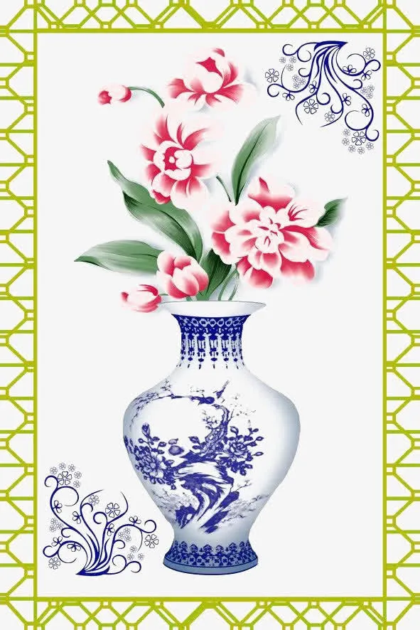 青花瓷花瓶免抠